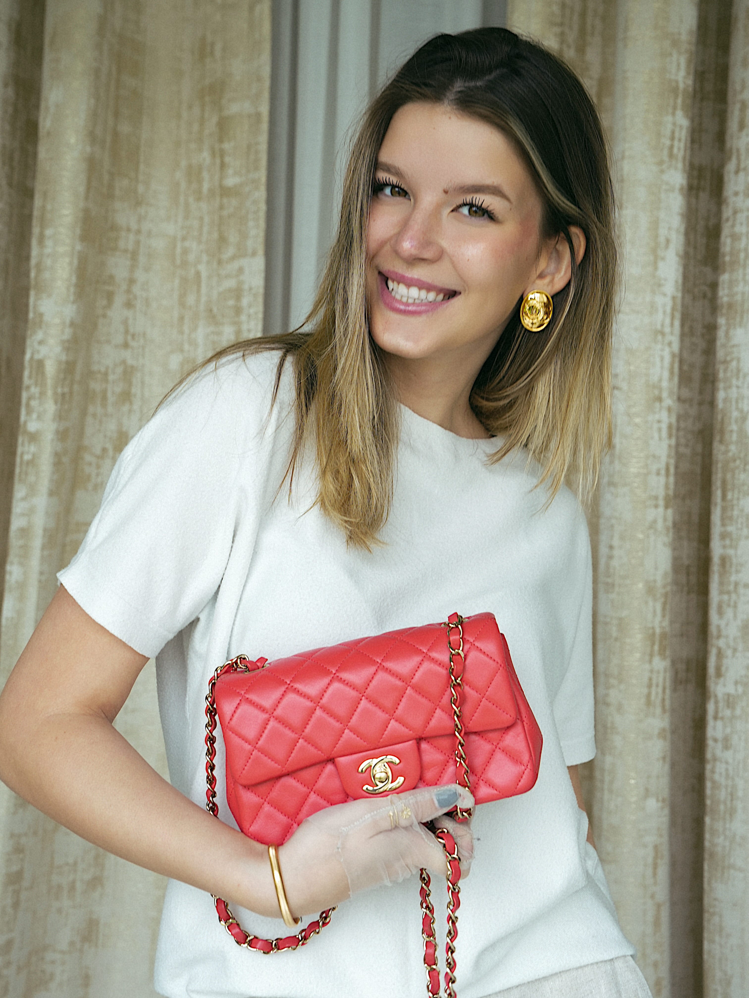 21P Red Lambskin Quilted Mini Rectangular Single Flap – REDELUXE