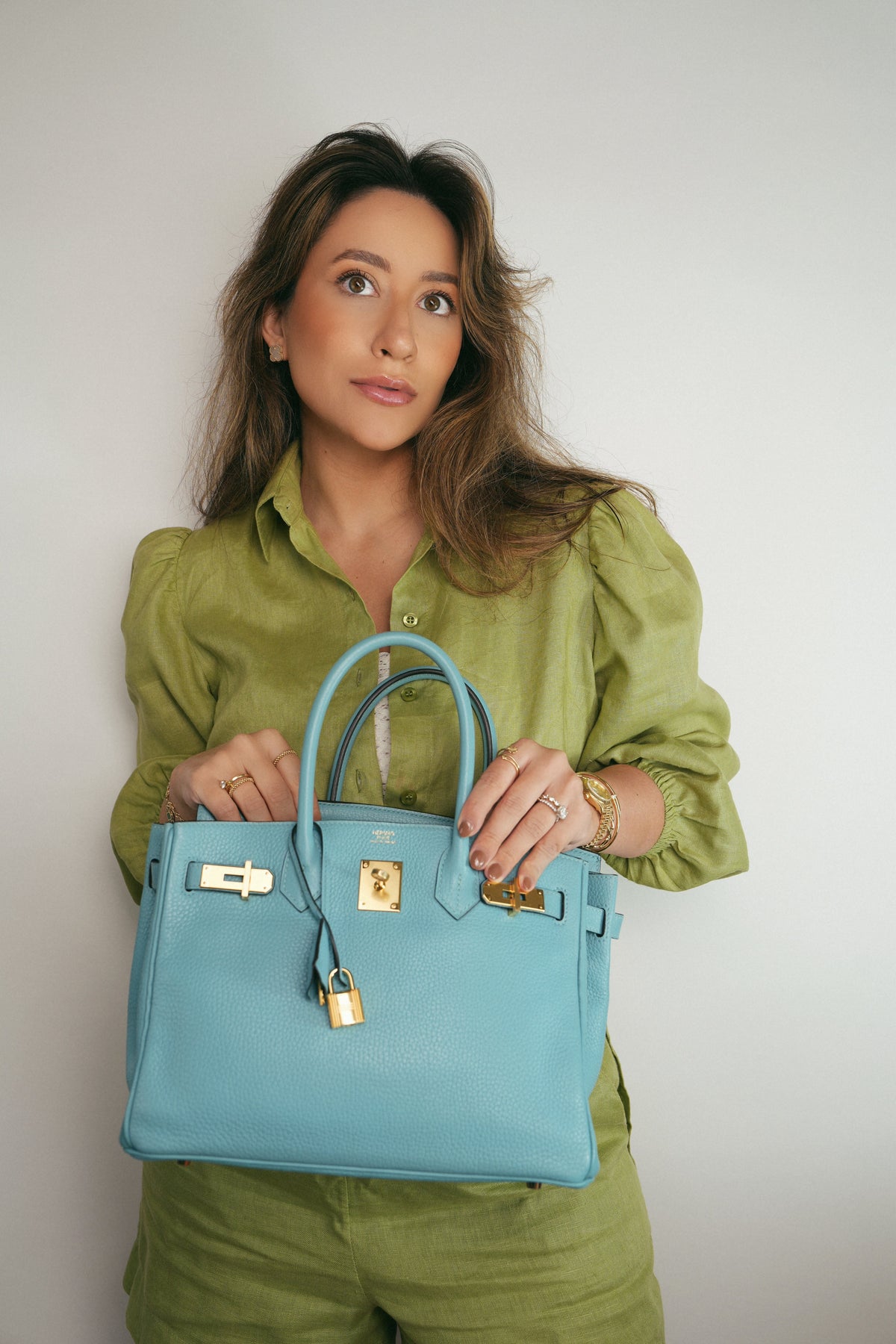 Birkin 30 Bleu Blue Saint Cyr Clemence Gold Plated T Stamp