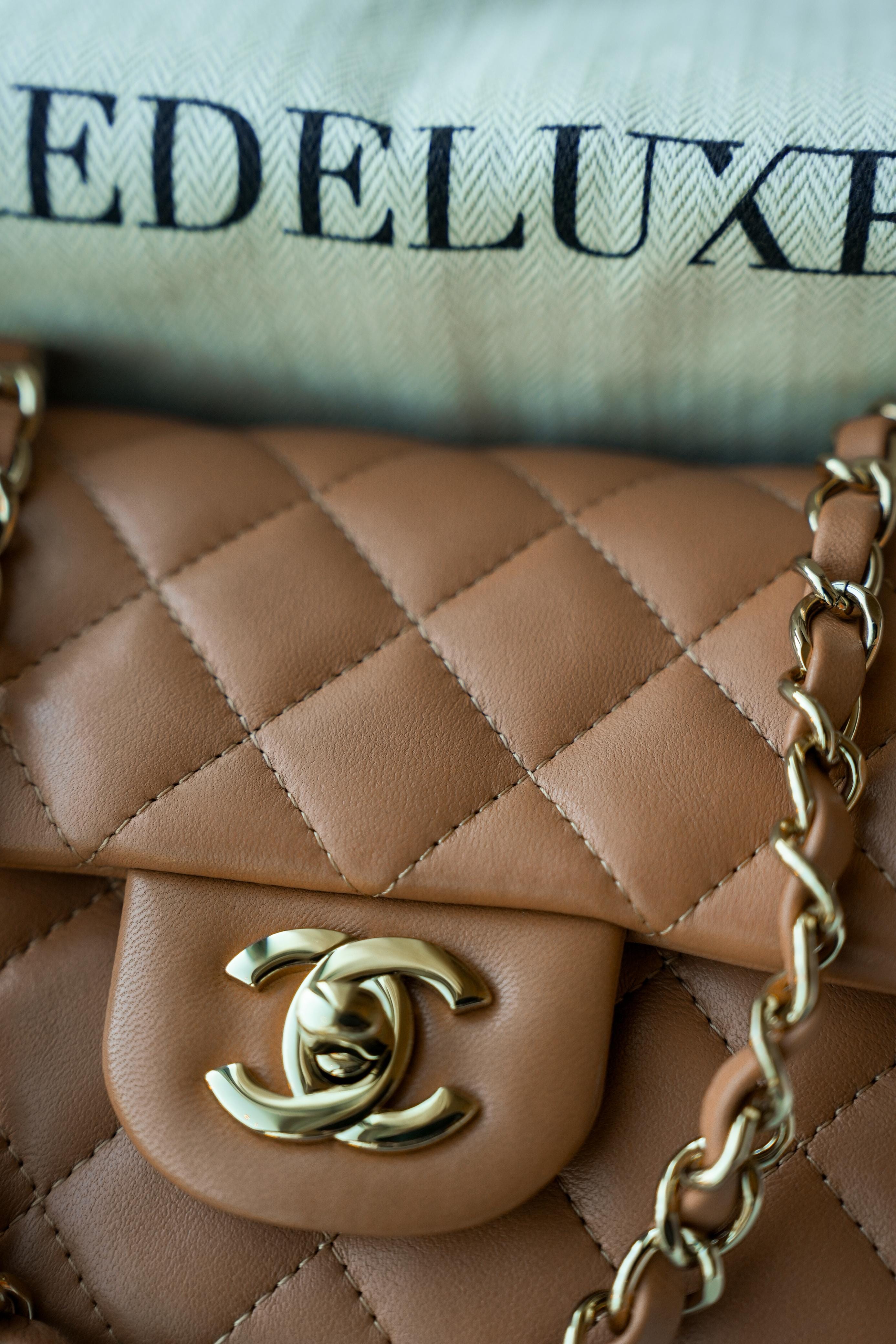21P Caramel Lambskin Quilted Mini Rectangular Flap Light Gold