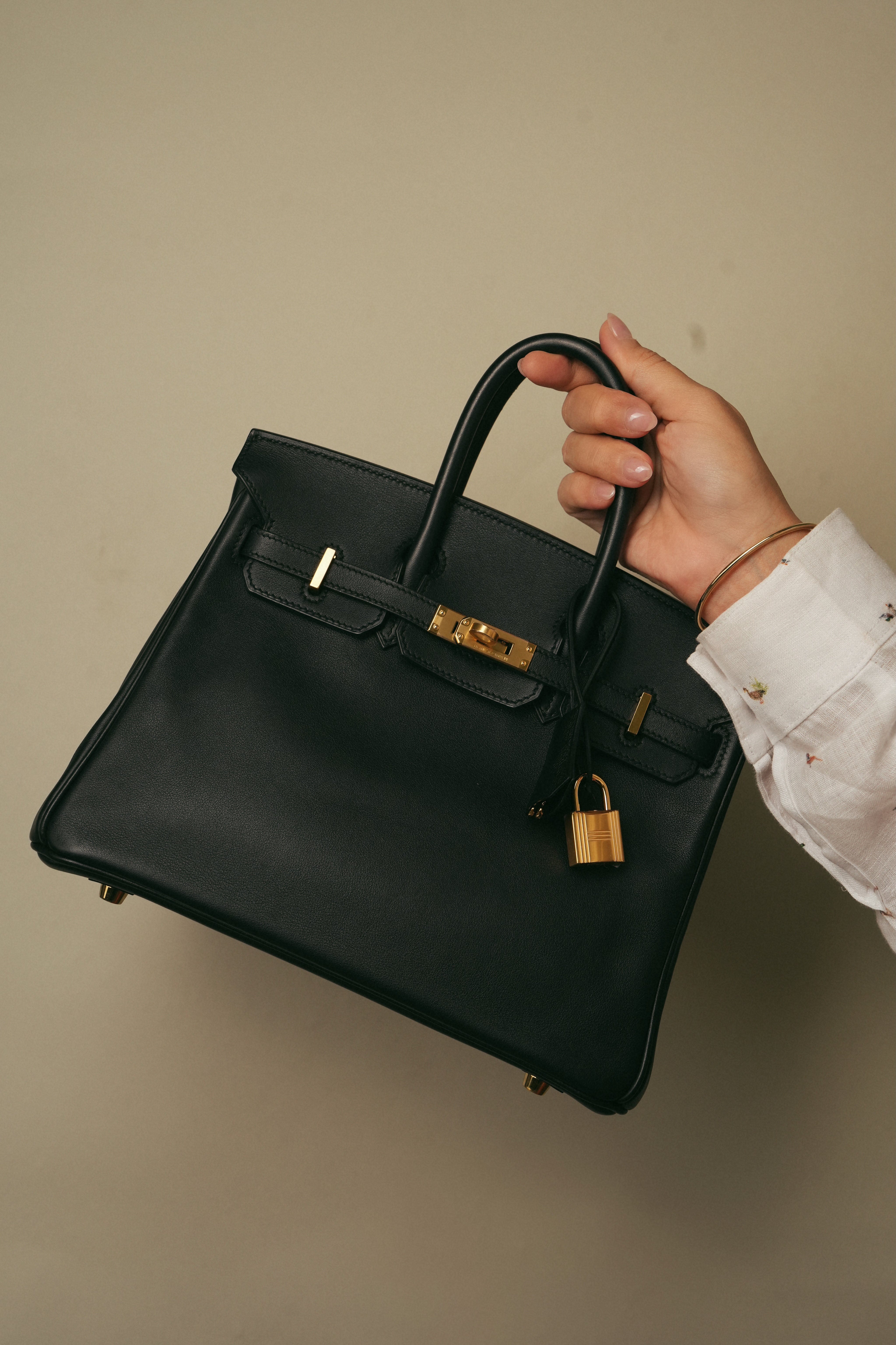 Birkin 25 Black Swift Gold Plated R Square Stamp – REDELUXE