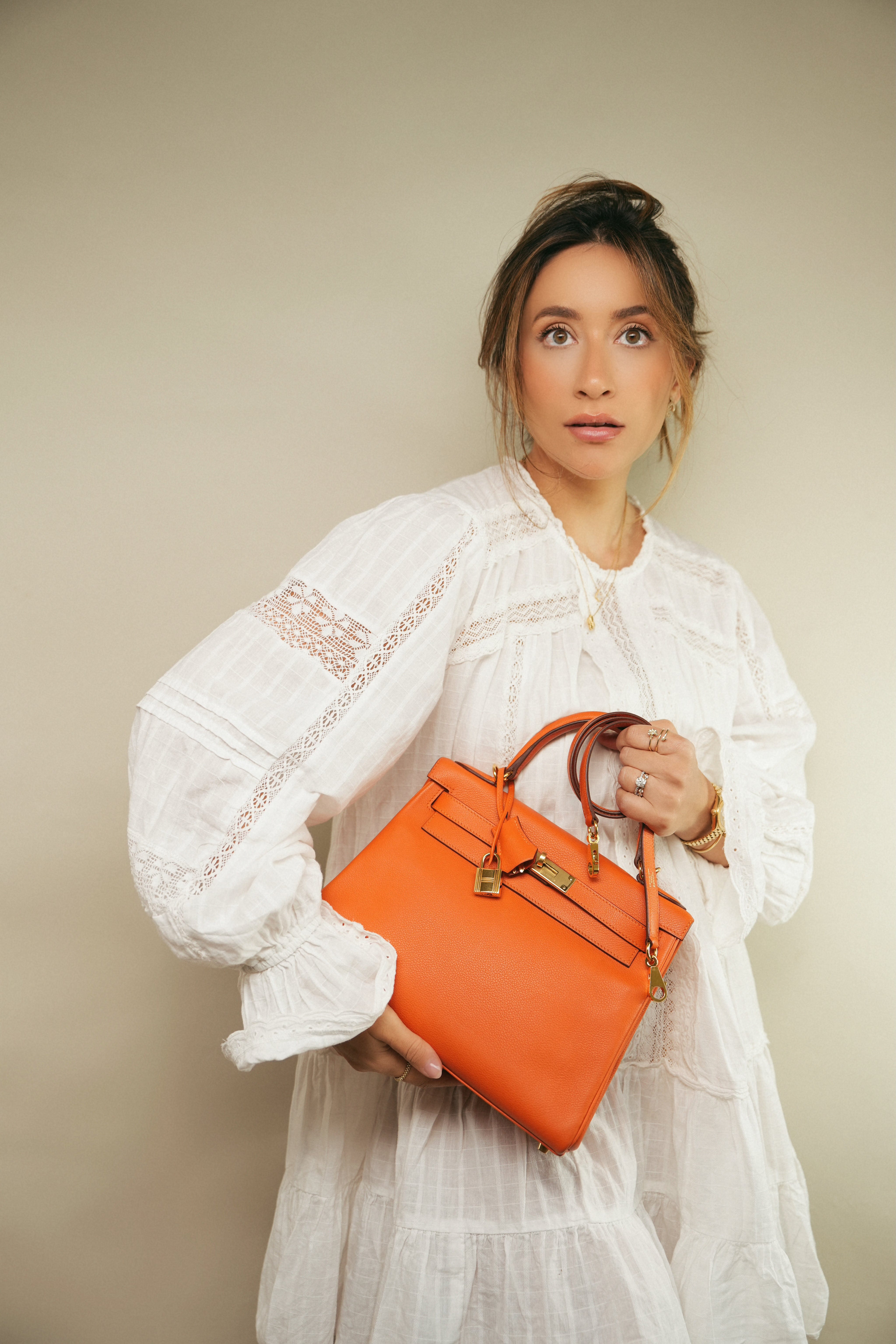 Kelly 28 Retourne Orange Minium Evercolor Gold Plated X Stamp