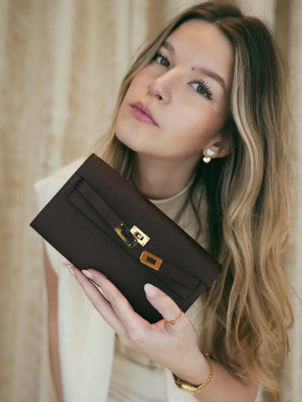 Kelly Wallet To Go Bordeaux Veau Epsom Gold Plated U Stamp