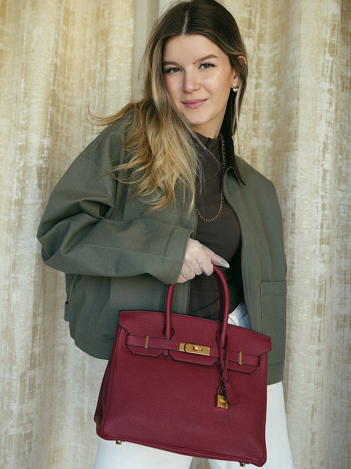 Birkin 30 Rouge Grenat Togo Gold Plated X Stamp