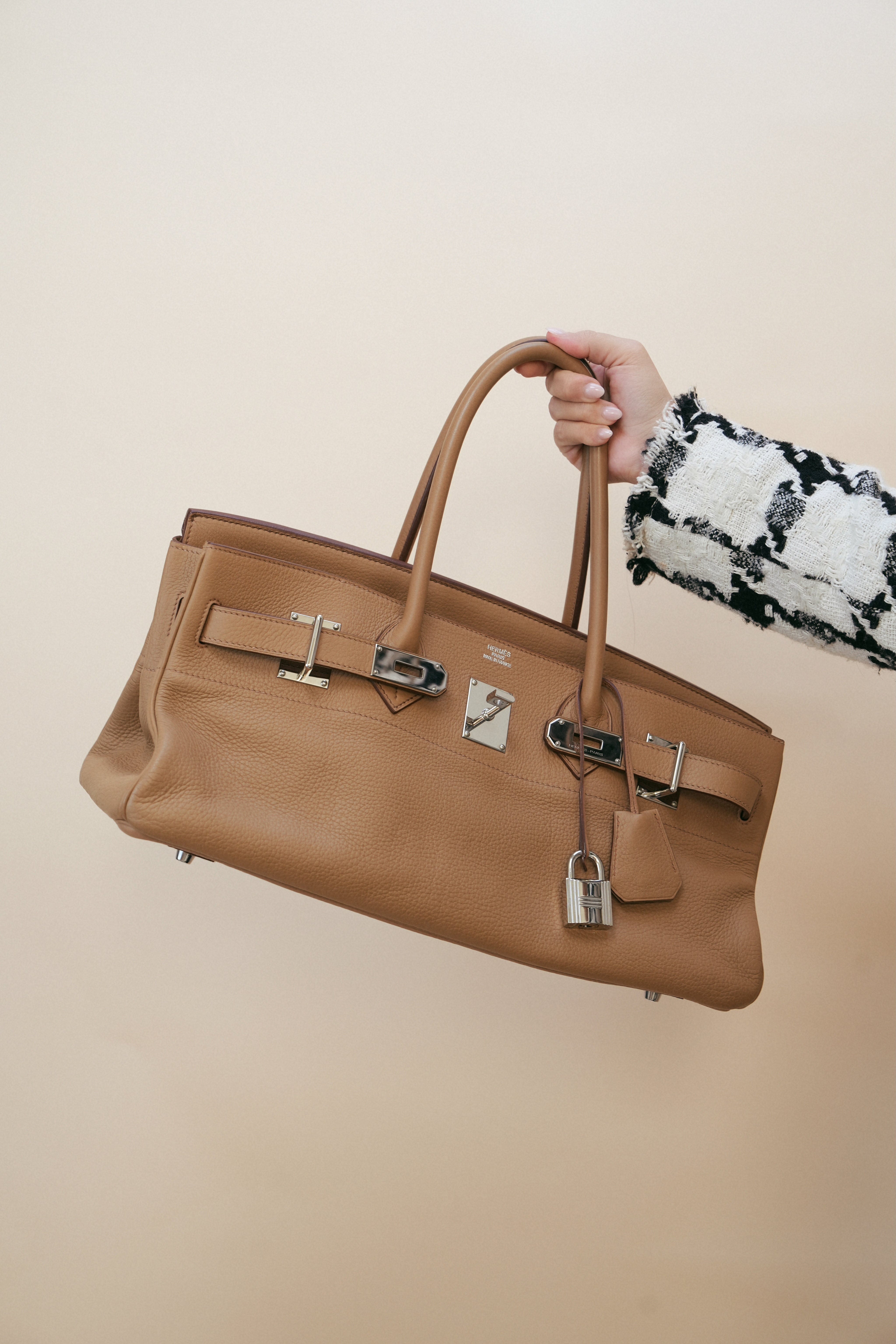 Shoulder Birkin 42 Tabac Camel Clemence Palladium Plated [L] Stamp