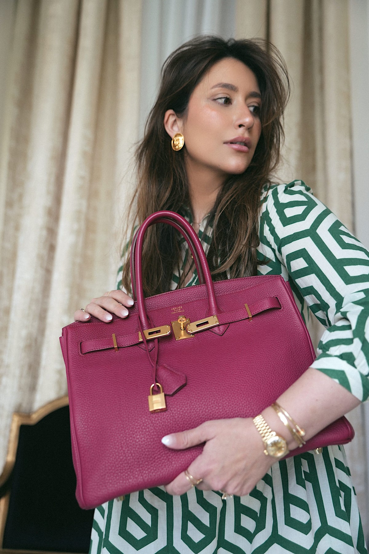 Birkin 35 Rouge Grenat Togo Gold Plated N Square Stamp