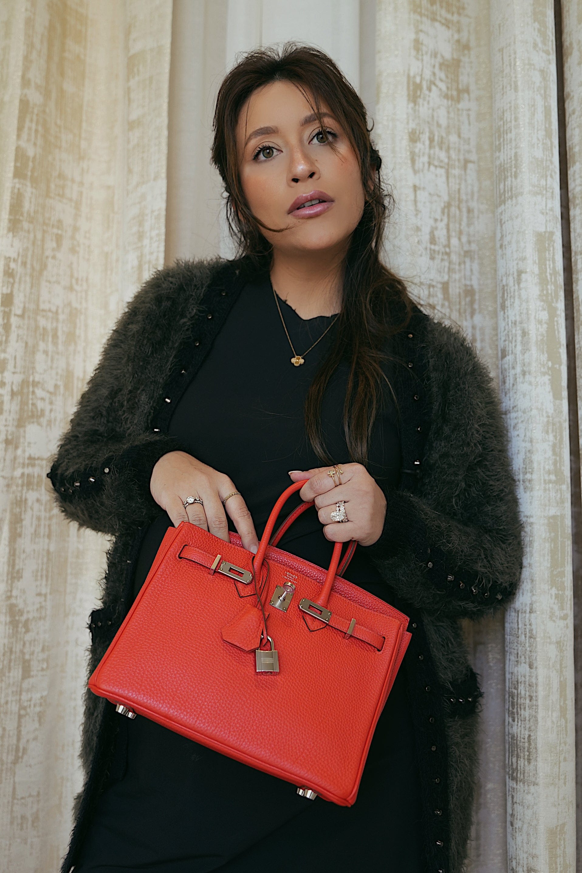 Birkin 25 Capucine Veau Togo Palladium Plated Q Square Stamp
