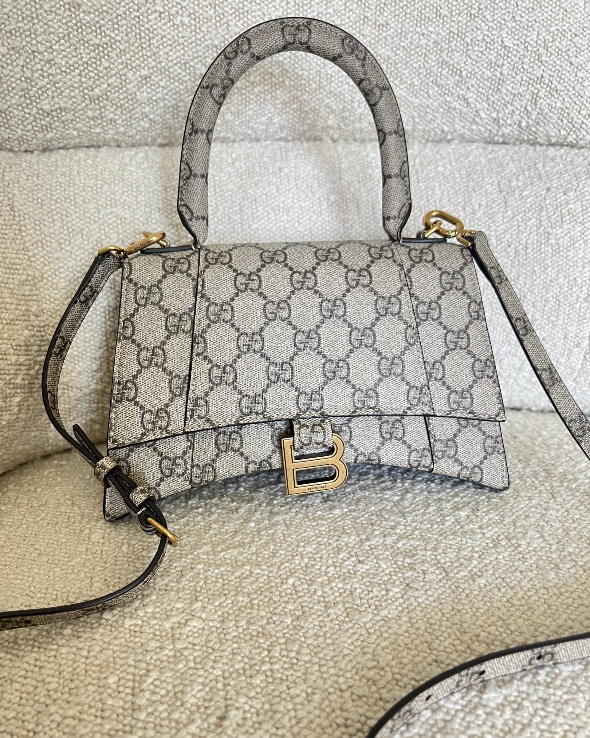 Gucci Handbag Gucci x Balenciaga The Hacker Project Small Hourglass Top Handle Bag Beige /Ebony - Redeluxe