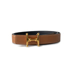 Hermes Belt Brown Hermes Black x Brown Reversible Belt Gold Hardware - Redeluxe