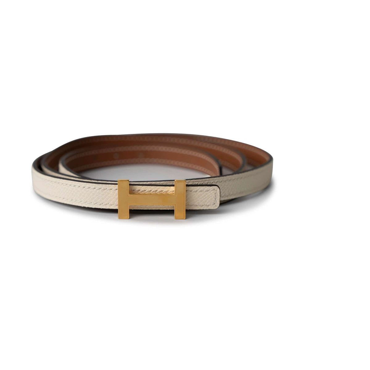 Hermes White/Gold Epson and Swift Leather Reversible  display picture 1