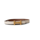 Hermes Belt Hermes White/Gold Epson and Swift Leather Reversible Constance Slim Belt - Redeluxe
