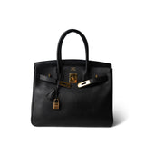 Hermes Birkin 30 Black Ardennes Gold Plated [C] Stamp - Redeluxe