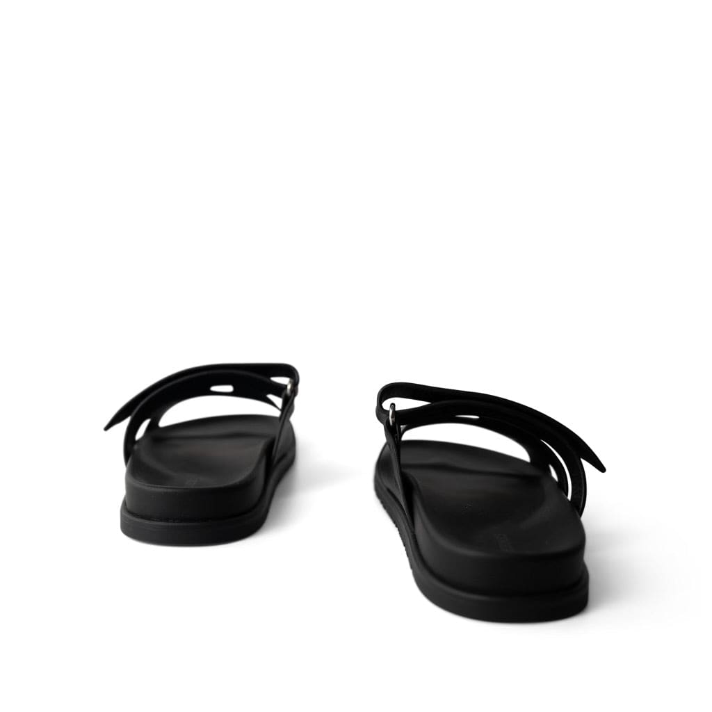 Hermes Black Chypre Sandals Black Calfskin 40.5 / 10.5 US - Redeluxe