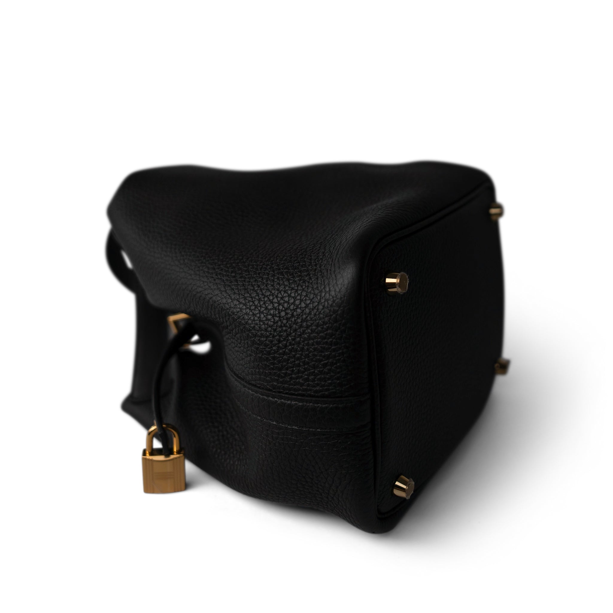 Hermes Black Picotin Lock 18 Black Taurillon Clemence Gold Plated B Stamp - Redeluxe
