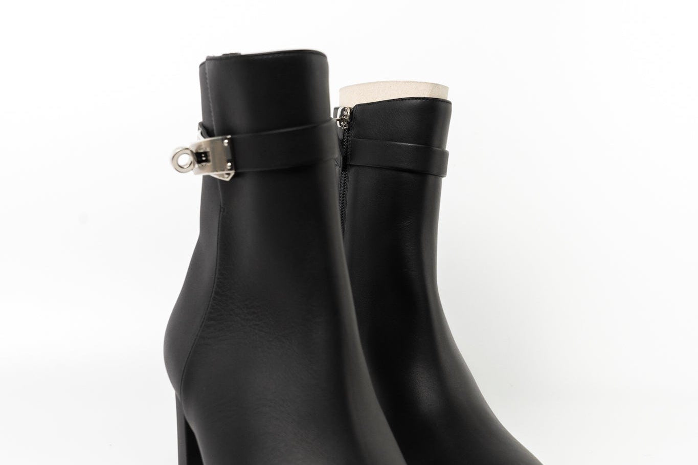 Hermes Boots Black Hermès Calfskin Saint Germain Ankle Boots 38 Black - Redeluxe
