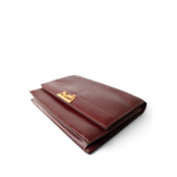 Hermes Clutch Burgundy Vintage Hermes Eugenie Clutch Shoulder Flap Burgundy Box Calfskin - Redeluxe