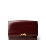 Hermes Clutch Burgundy Vintage Hermes Eugenie Clutch Shoulder Flap Burgundy Box Calfskin - Redeluxe