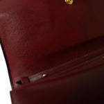 Hermes Clutch Burgundy Vintage Hermes Eugenie Clutch Shoulder Flap Burgundy Box Calfskin - Redeluxe