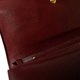 Hermes Clutch Burgundy Vintage Hermes Eugenie Clutch Shoulder Flap Burgundy Box Calfskin - Redeluxe