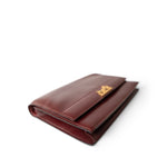 Hermes Clutch Burgundy Vintage Hermes Eugenie Clutch Shoulder Flap Burgundy Box Calfskin - Redeluxe