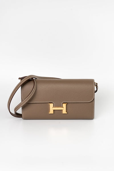 Buy HERMÈS Etoupe Epsom Constance To Go Wallet 18cm Gold