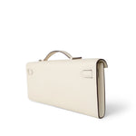 Hermes Clutch White Kelly Cut Clutch Nata Swift Gold Plated Z Stamp - Redeluxe