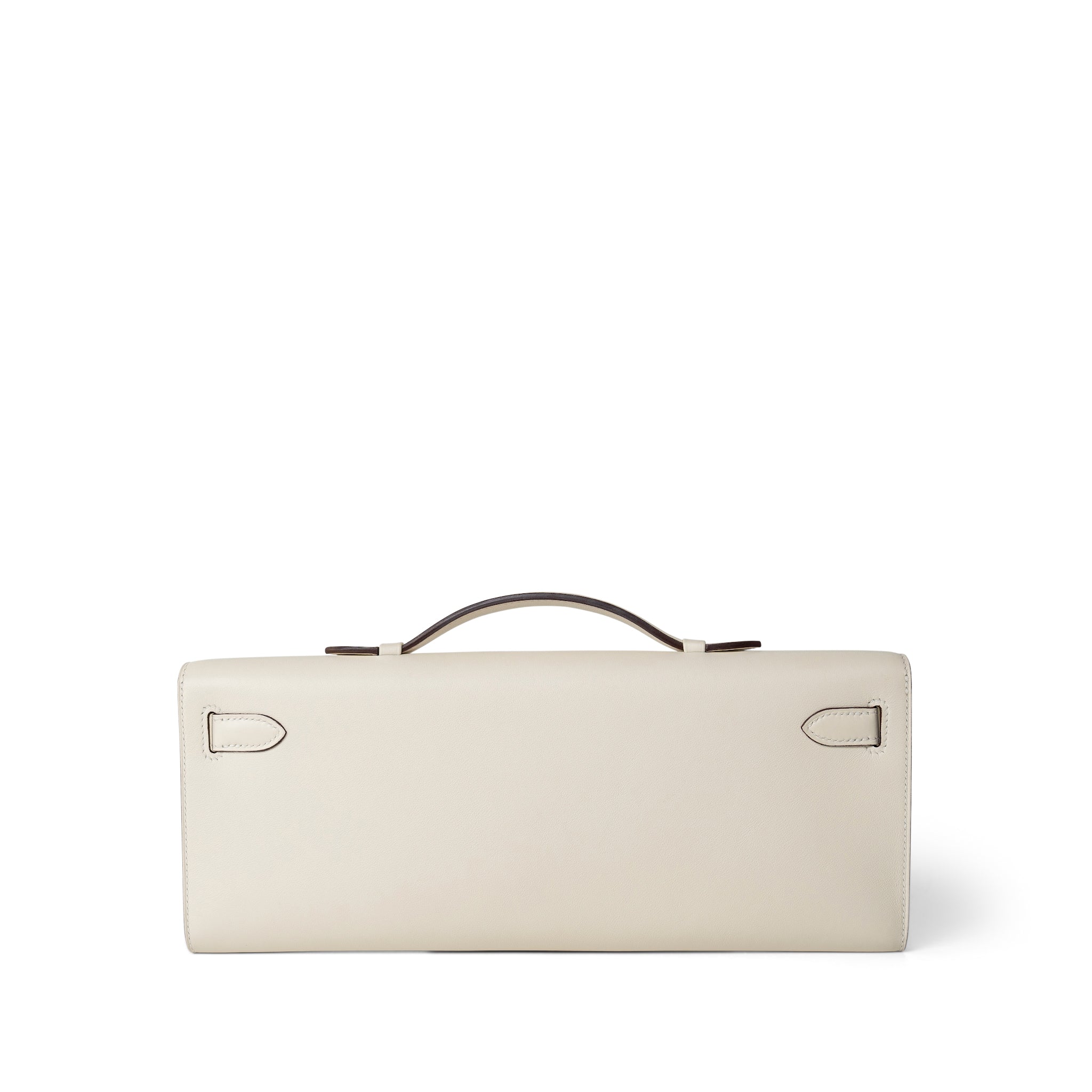 Hermes Clutch White Kelly Cut Clutch Nata Swift Gold Plated Z Stamp - Redeluxe