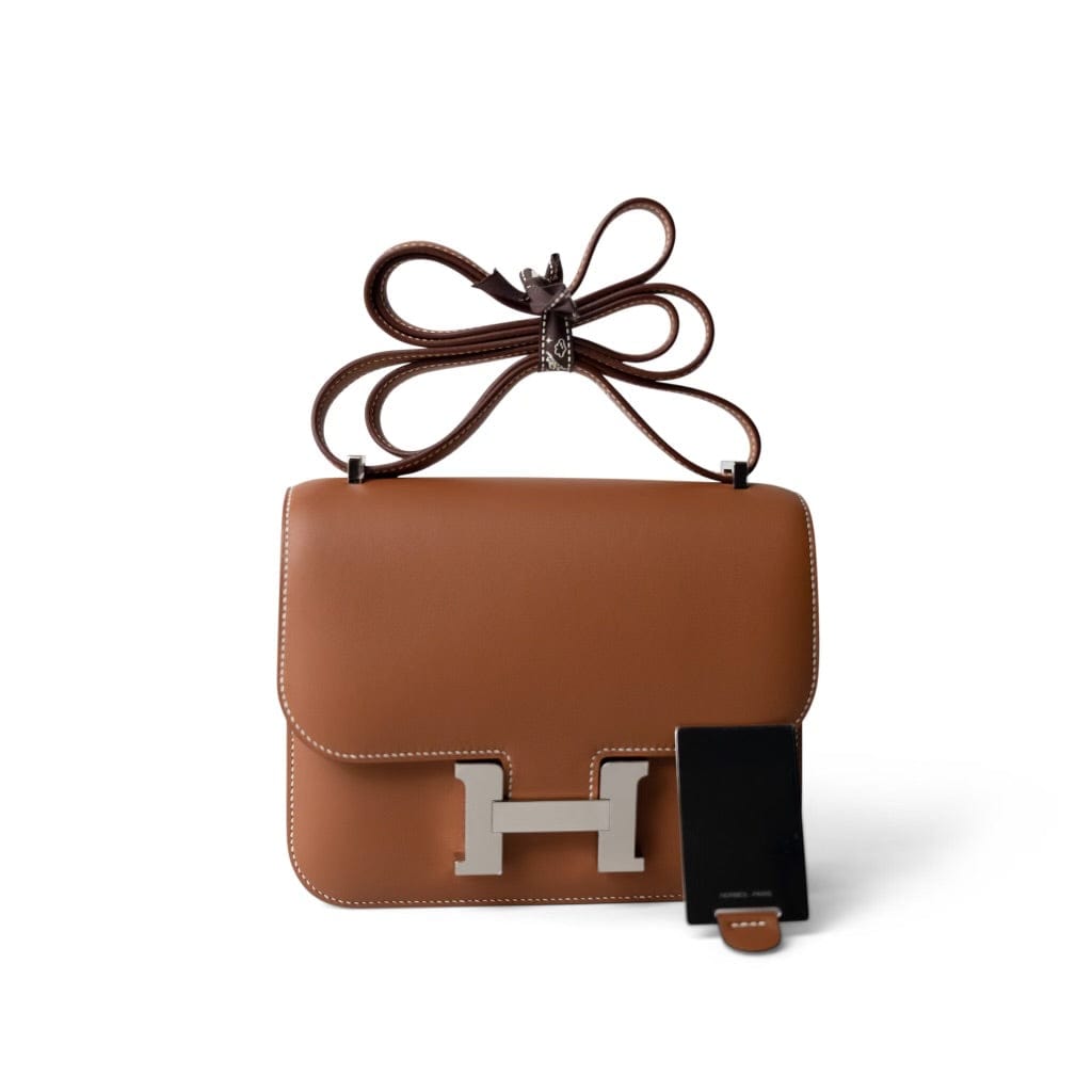 Hermes Gold Constance 18 Gold Swift Palladium Plated B Stamp - Redeluxe