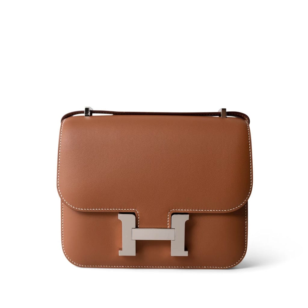 Hermes Gold Constance 18 Gold Swift Palladium Plated B Stamp - Redeluxe
