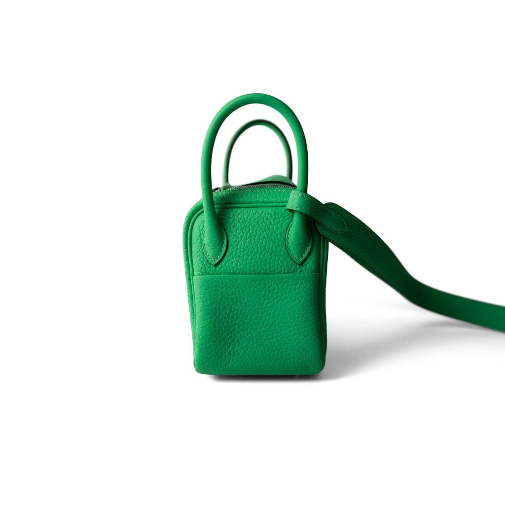 Hermes Green Mini Lindy Vert Comics Clemence Palladium Plated B Stamp - Redeluxe