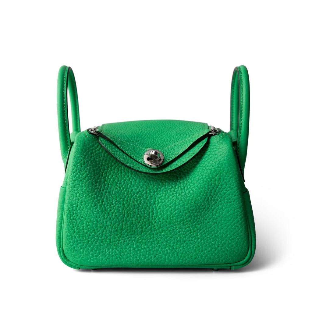 Hermes Green Mini Lindy Vert Comics Clemence Palladium Plated B Stamp - Redeluxe