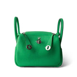 Hermes Green Mini Lindy Vert Comics Clemence Palladium Plated B Stamp - Redeluxe