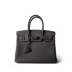 Hermes Grey Birkin 30 Gris Meyer Togo Palladium Plated B Stamp - Redeluxe