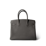 Hermes Grey Birkin 30 Gris Meyer Togo Palladium Plated B Stamp - Redeluxe