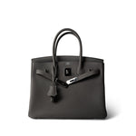 Hermes Grey Birkin 30 Gris Meyer Togo Palladium Plated B Stamp - Redeluxe