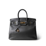 Hermes Grey Birkin 35 Dark Grey Box Calfskin Gold Plated [F] Stamp - Redeluxe