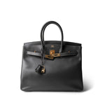 Hermes Grey Birkin 35 Dark Grey Box Calfskin Gold Plated [F] Stamp - Redeluxe