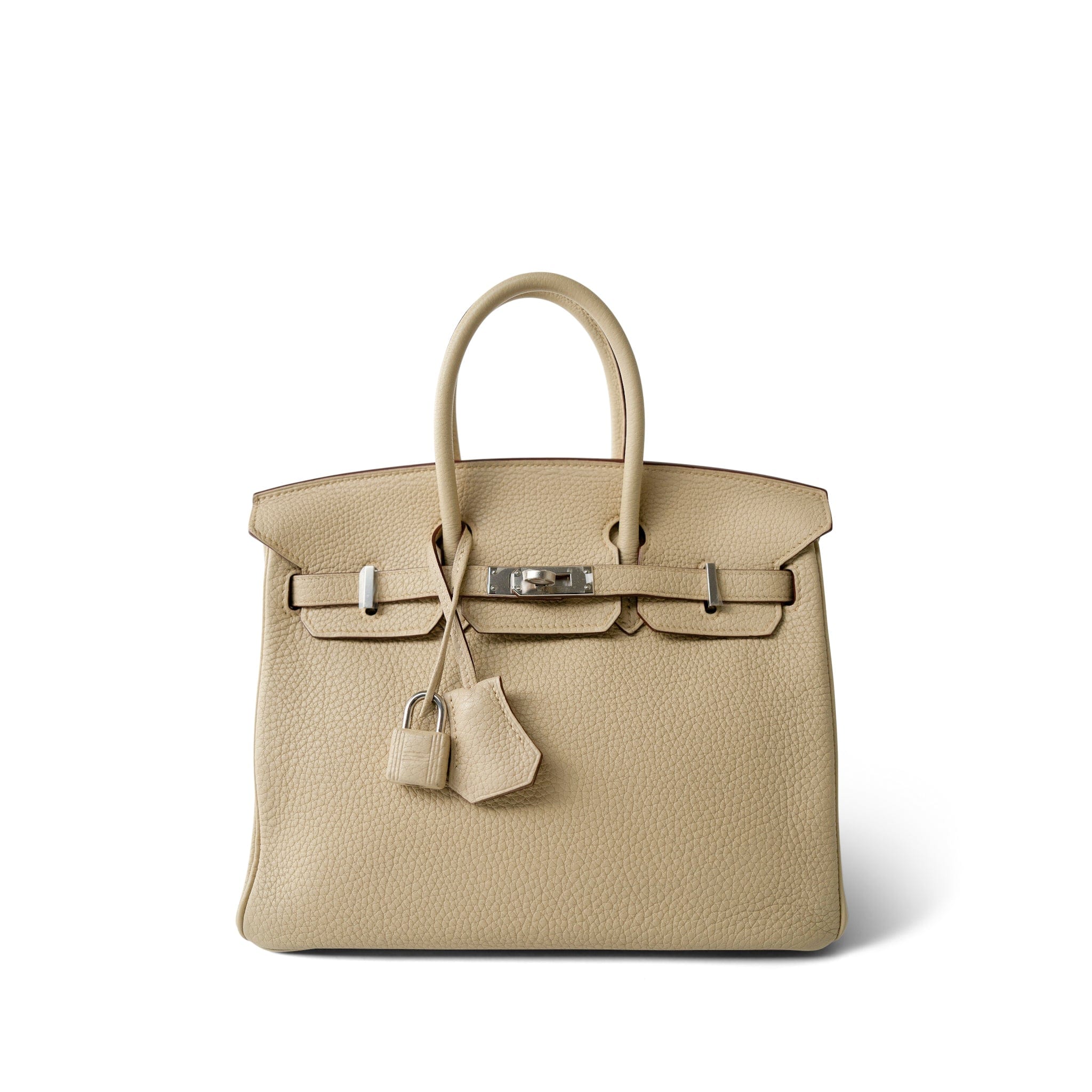 Hermes Handbag Beige Birkin 25 Parchemin / Light Beige Togo Palladium Plated M Square Stamp - Redeluxe