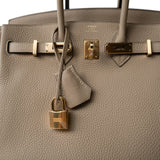 Hermes Handbag Beige Birkin 25 Trench Togo Gold Plated A Stamp - Redeluxe
