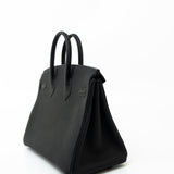 Hermes Handbag Birkin 25 Black Veau Togo Leather Rose Gold Hardware Z Stamp - Redeluxe