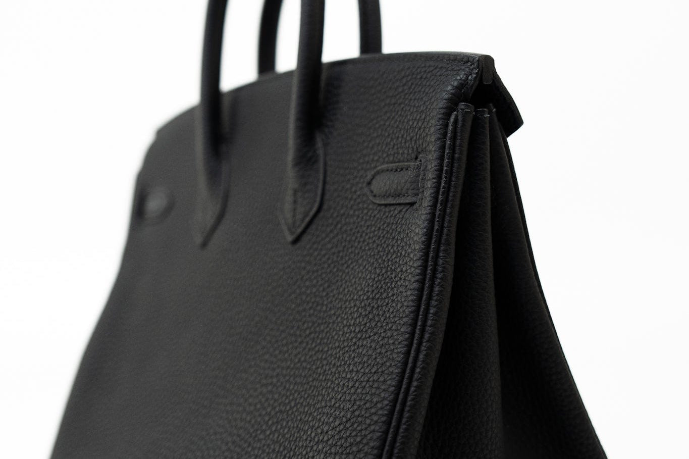 Hermes Handbag Birkin 25 Black Veau Togo Leather Rose Gold Hardware Z Stamp - Redeluxe