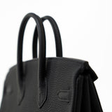 Hermes Handbag Birkin 25 Black Veau Togo Leather Rose Gold Hardware Z Stamp - Redeluxe