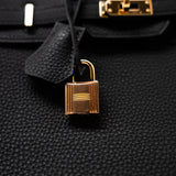 Hermes Handbag Birkin 25 Black Veau Togo Leather Rose Gold Hardware Z Stamp - Redeluxe