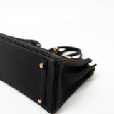 Hermes Handbag Birkin 25 Black Veau Togo Leather Rose Gold Hardware Z Stamp - Redeluxe