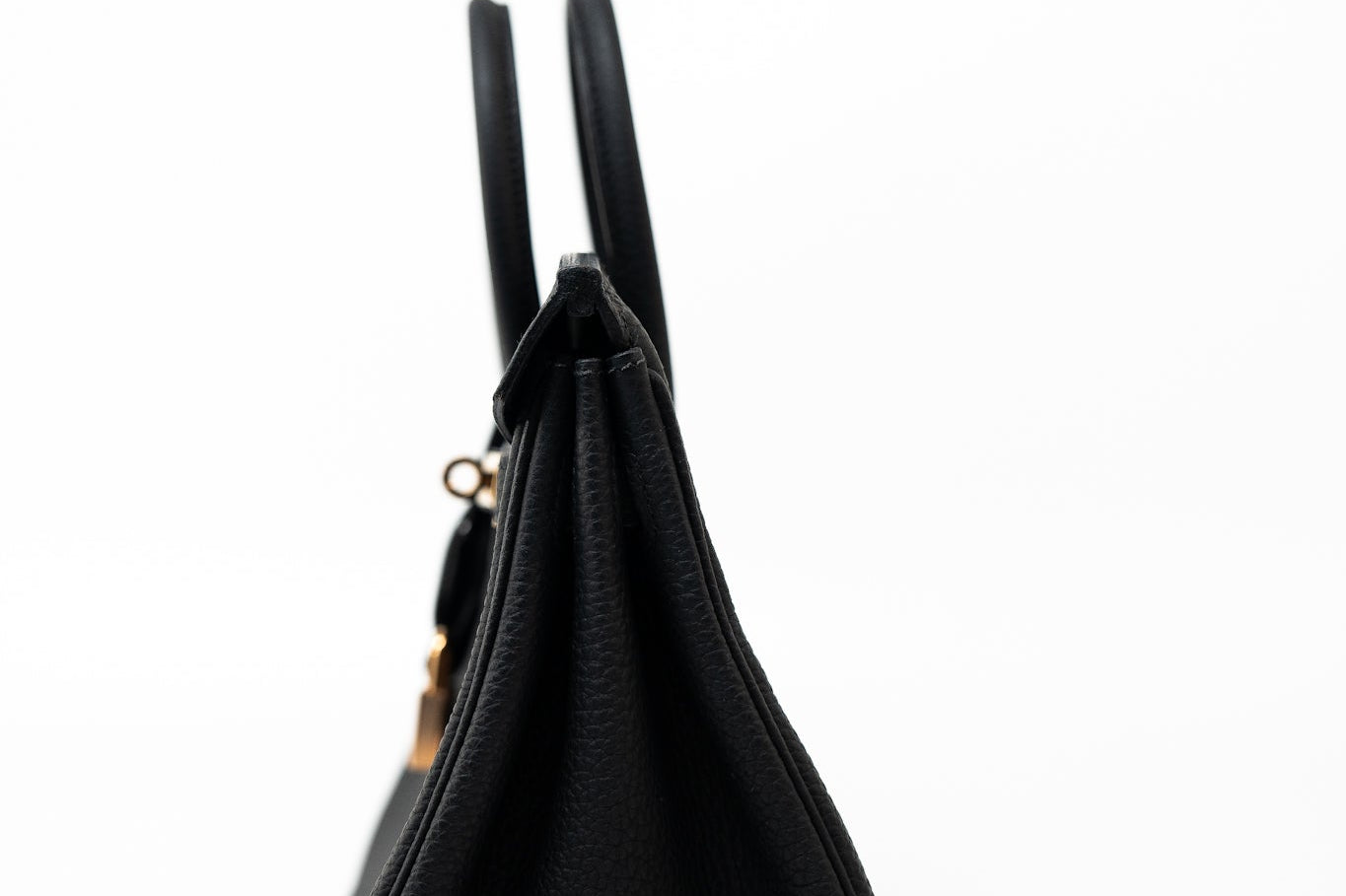 Hermes Handbag Birkin 25 Black Veau Togo Leather Rose Gold Hardware Z Stamp - Redeluxe