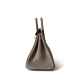 Hermes Handbag Birkin 25 Etoupe Swift and Grizzly Palladium Plated U Stamp - Redeluxe