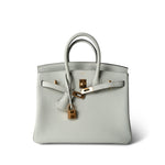 Hermes Handbag Birkin 25 Gris Neve Togo Leather Gold Hardware B Stamp - Redeluxe