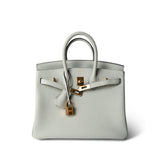 Hermes Handbag Birkin 25 Gris Neve Togo Leather Gold Hardware B Stamp - Redeluxe