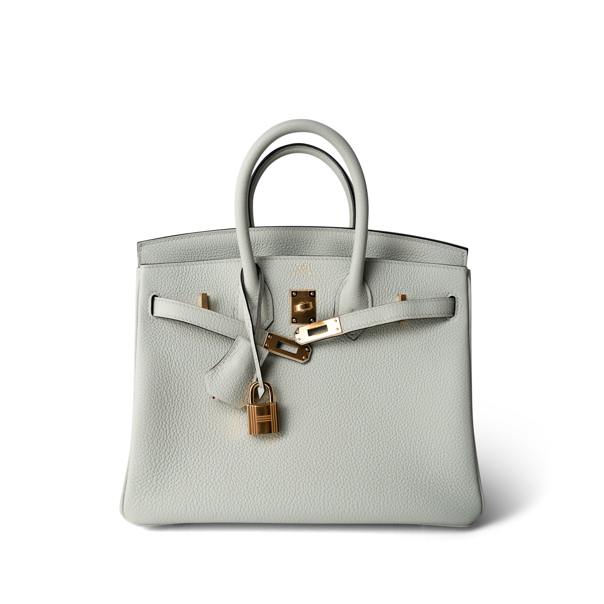 Hermes Handbag Birkin 25 Gris Neve Togo Leather Gold Hardware B Stamp - Redeluxe