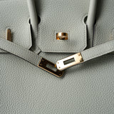 Hermes Handbag Birkin 25 Gris Neve Togo Leather Gold Hardware B Stamp - Redeluxe