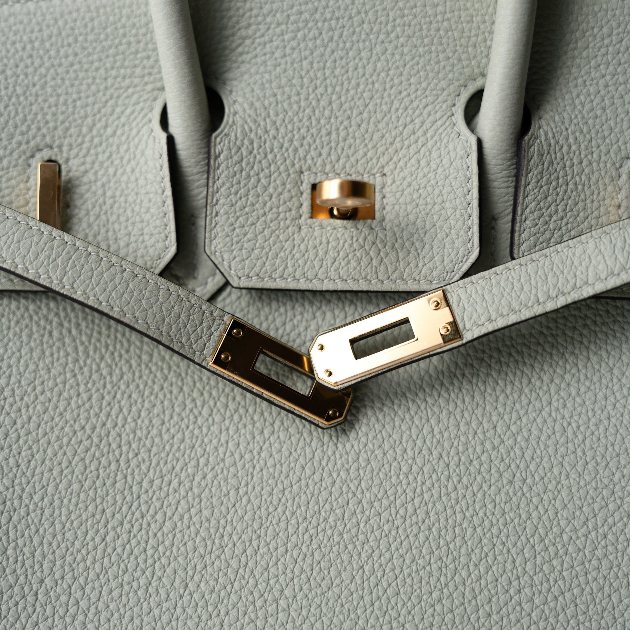 Hermes Handbag Birkin 25 Gris Neve Togo Leather Gold Hardware B Stamp - Redeluxe
